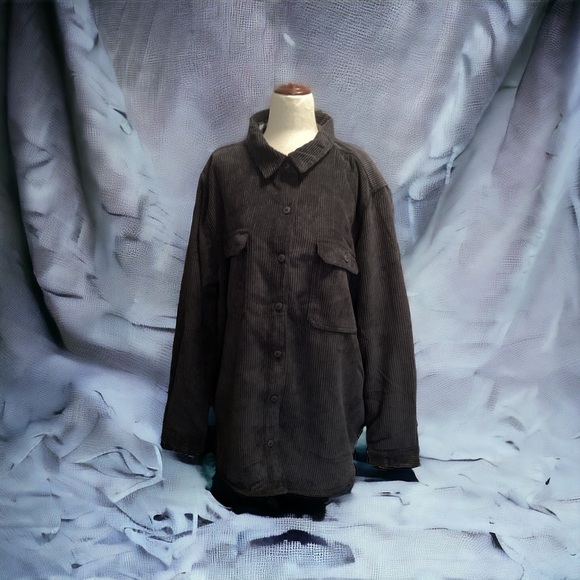 Three Dots Ladies Cord Shacket Black Color Size XL - Picture 4 of 4